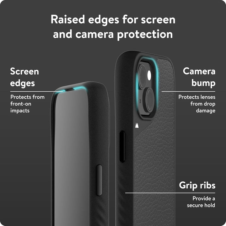 Mous Hülle für iPhone 15 MagSafe Kompatibel Case - Limitless 5.0 - Schwarzes Leder - Handyhülle iPho