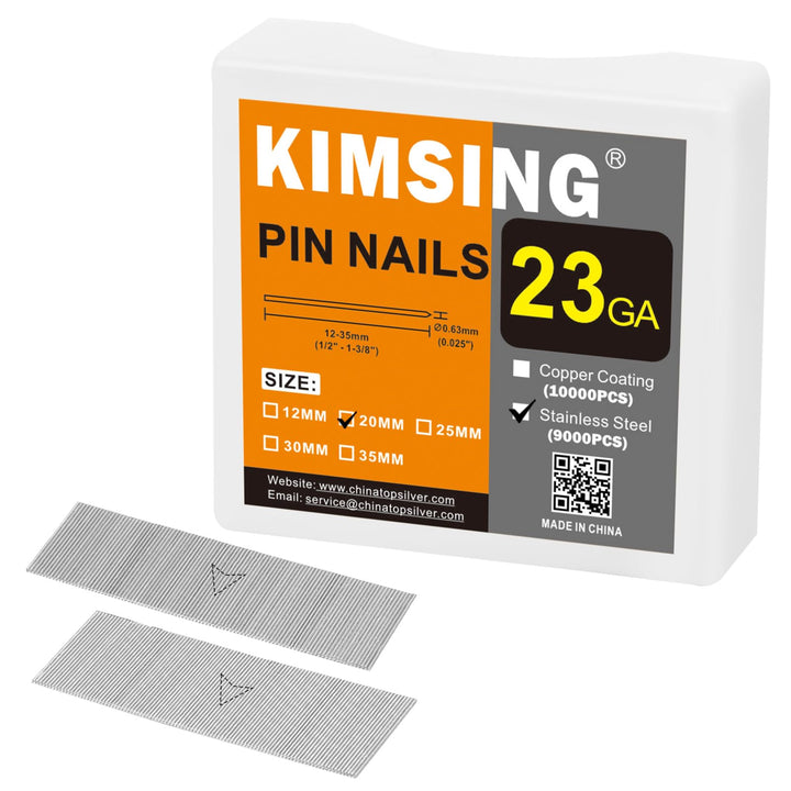 KIMSING 23 Gauge Edelstahl Micro Pin Nägel 9.000 Stück/Box, 3/4 Zoll (20 mm) kopflose Stifte passend