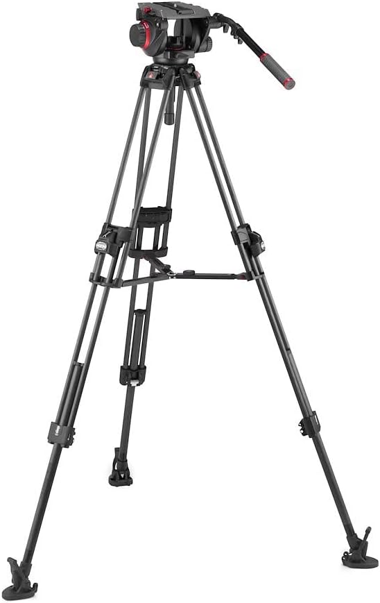 Manfrotto, Fluid-Videokopf 509 mit Fast Twin Videostativ 645, Tripod aus Carbon, Stativ Profi-Kit fü