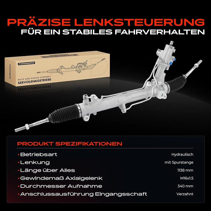 Frankberg Lenkgetriebe Servolenkgetriebe Hydraulisch für Linkslenker Kompatibel mit 5er E60 2.0L-4.8