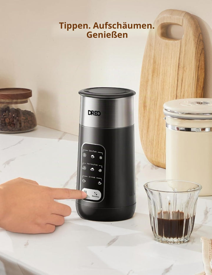 DREO Milchaufschäumer, 6-in-1 Elektrischer Milchschäumer für Latte Art Mikroschaum und Kaffee, 270ml