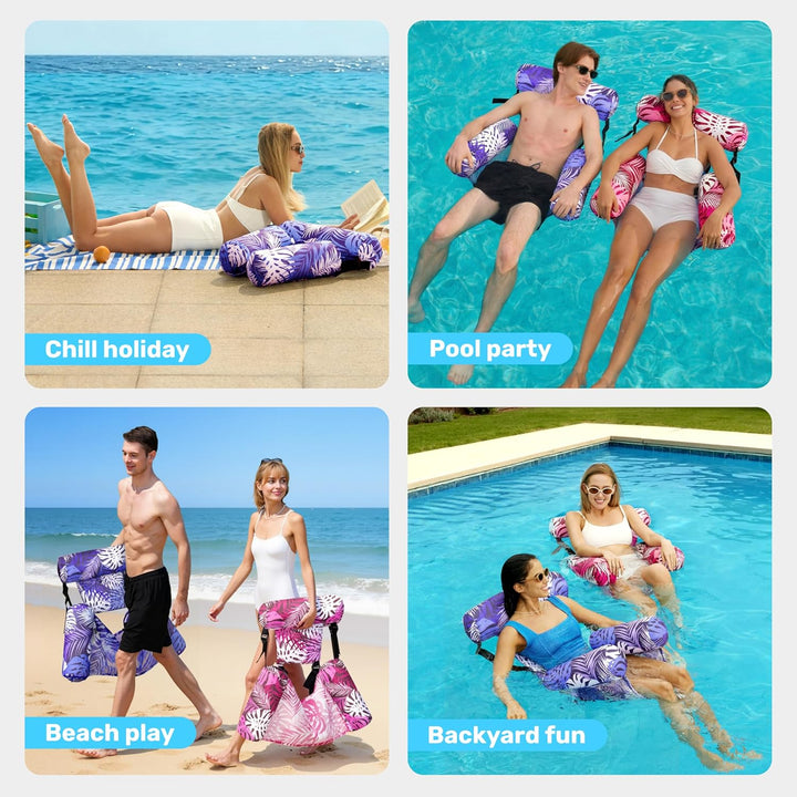 Sloosh Aufblasbare Wasser Pool Luftmatratze für Erwachsene, 2er schwimmende Pool-Flösse, Aufblasbare