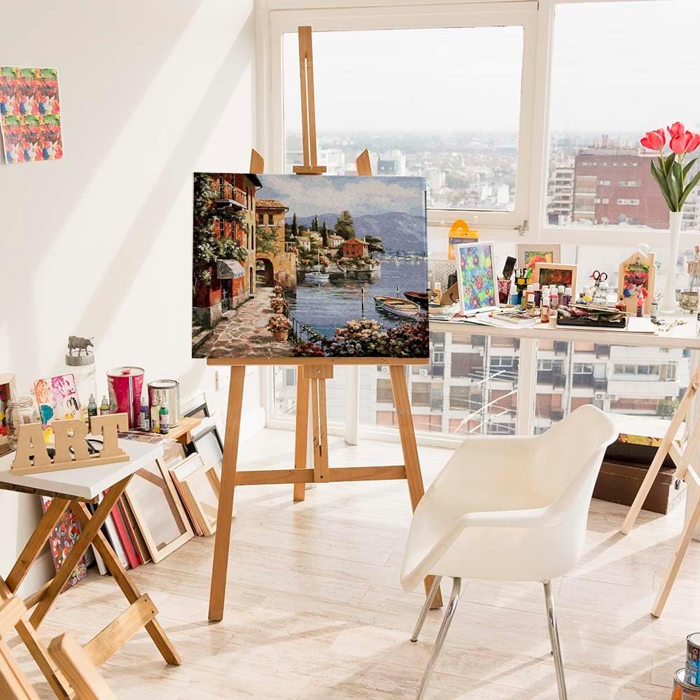 Artnapi Malen nach Zahlen Erwachsene mit Rahmen | DIY Handgemalt | Friedliche Bucht | Kit für Anfäng