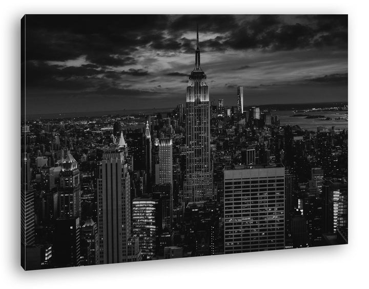 deyoli New York bei Nacht Format: 80x60 Effekt: Schwarz/Weiss als Leinwand, Motiv fertig gerahmt auf