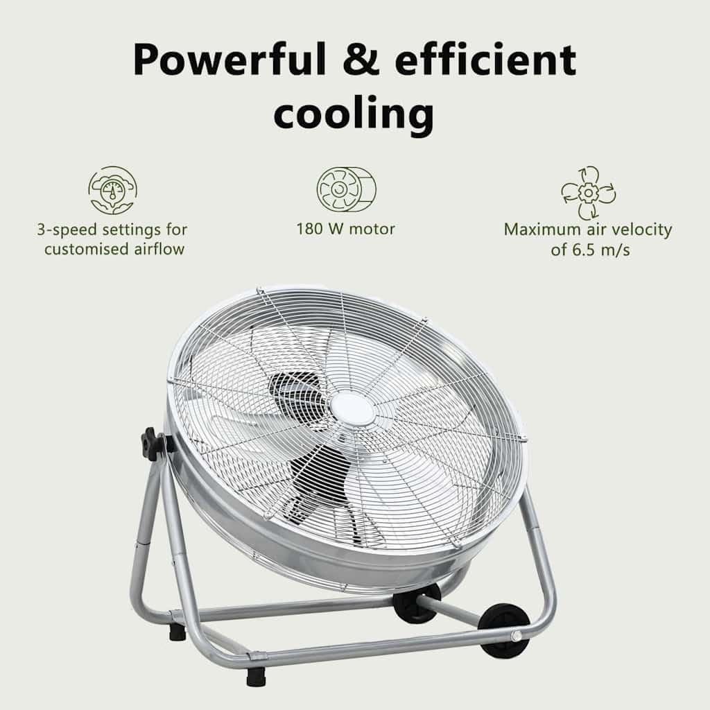 vidaXL Trommelventilator Mit Rad Silber 79 x 37 x 82 cm Aluminium, Robuster Aluminium-Ventilator, le