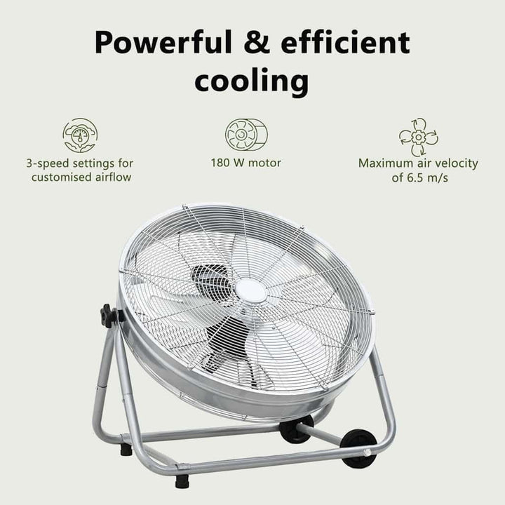 vidaXL Trommelventilator Mit Rad Silber 79 x 37 x 82 cm Aluminium, Robuster Aluminium-Ventilator, le