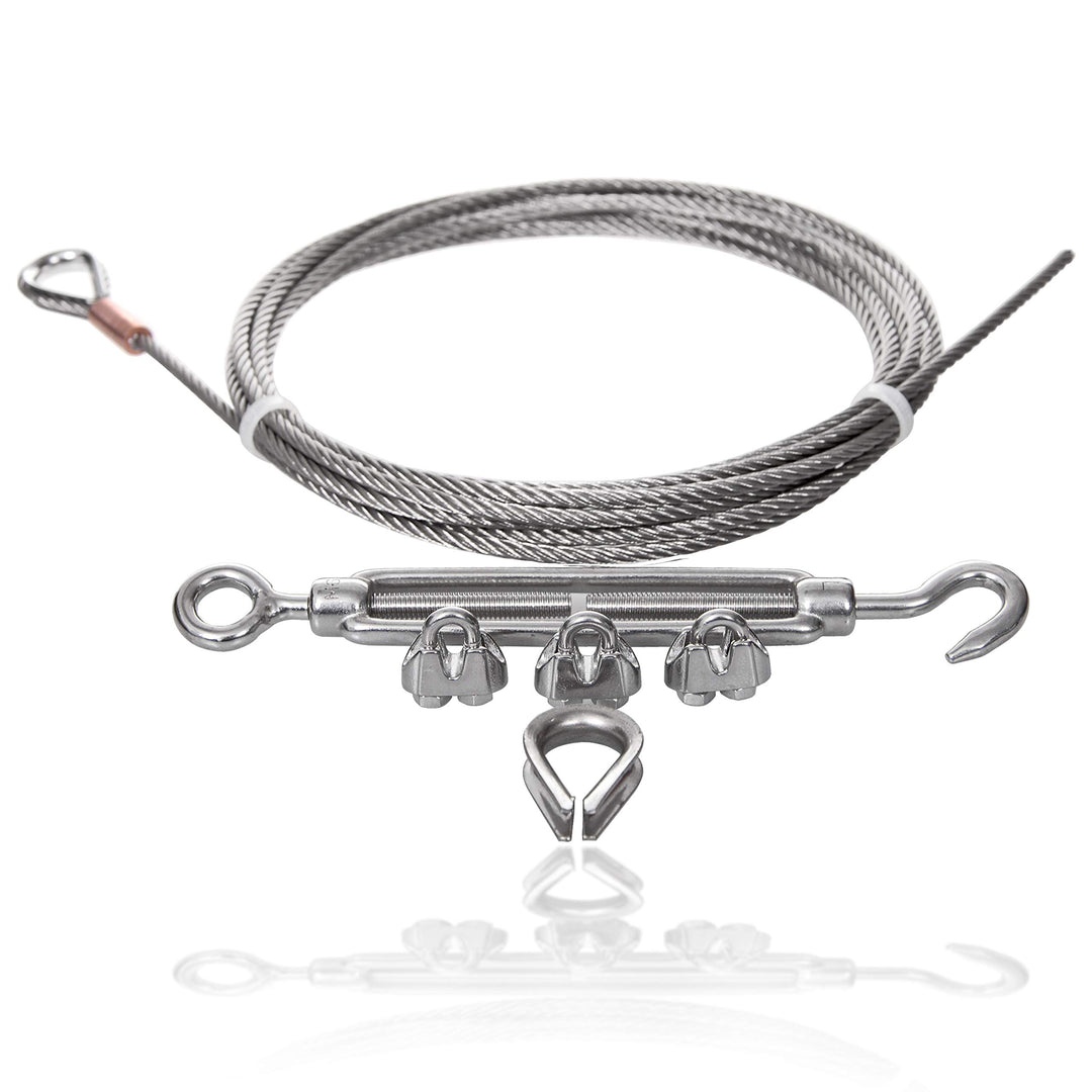 Drahtseile24 Edelstahlseil Set mit 3x Seilklemmen, 1x Kausche und 1x Drahtseilspanner | Edelstahl Dr
