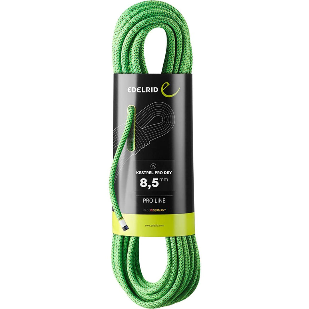 EDELRID Kestrel Pro Dry 8,5mm - Halbseil/Zwillingsseil Neon Green (499) 50m, Neon Green (499) 50m