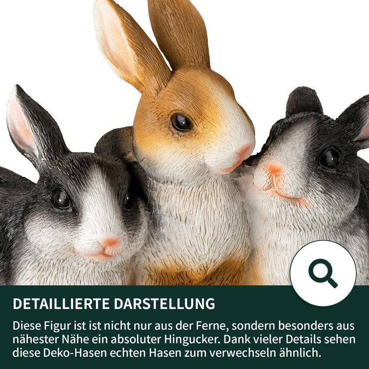 VERDOBA Gartendeko Figuren 3 Kaninchen Gartendekoration aus Kunstharz - Tiere Deko für den Garten, G