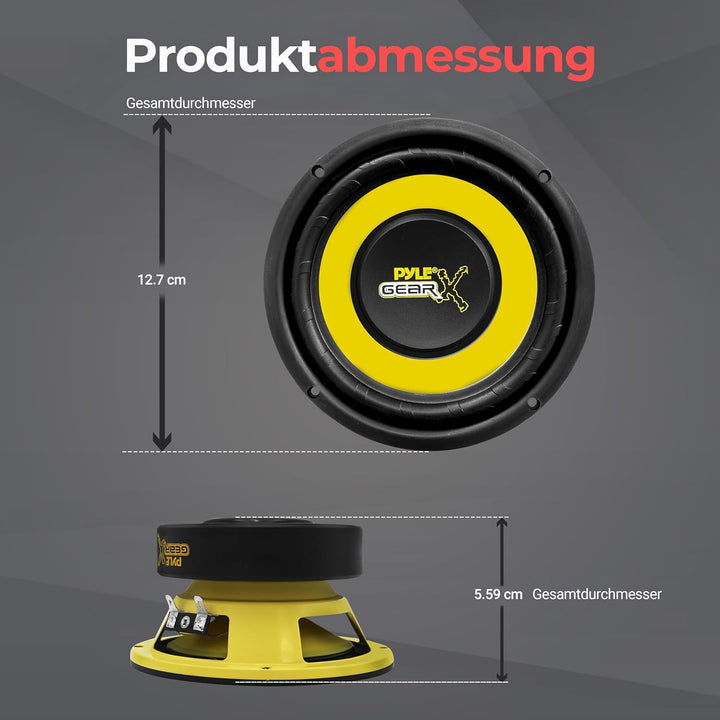 Pyle Auto Subwoofer 5" – 200W 4 Ohm Lautsprecher mit 30oz Magnet Hochtemperatur-Schwingspule, 2,32"