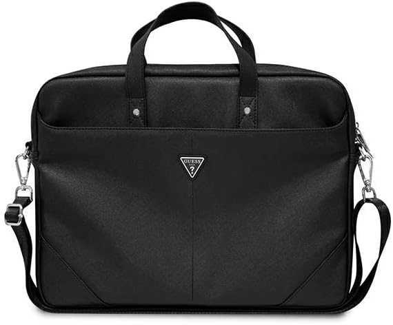 Guess Unisex Saffiano Hot Stamp Triangle Logo Tasche, Schwarz