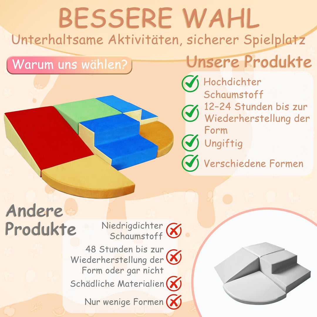 Schaumstoff Bausteine Kinder, Softbausteine, Montessori Spielzeug für Kinder, Waschbare Hülle für In