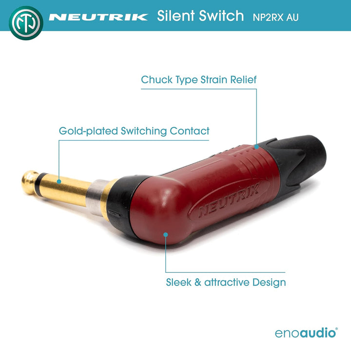 enoaudio Mogami 2524 Instrument Kabel | Neutrik Gold Silent Switch 6,3mm TS winkelklinke - 6,3mm TS