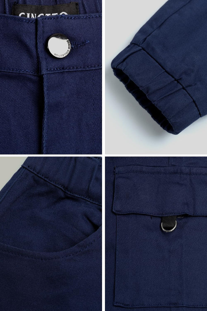 GINGTTO Herren Cargo Hose Stretch Jogginghose für Männer Casual Slim Fit Cargohose Herren Dunkel Bla