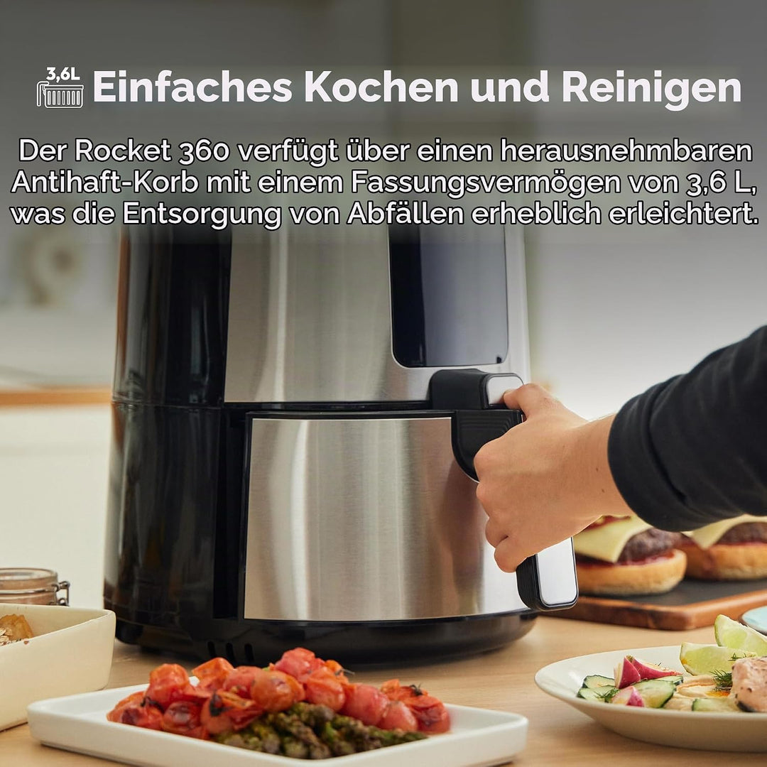 MasterPRO Rocket 360 | Hot Air Fryer | 3.6 L Capacity and 1500 W Power | LED Touch Screen and Non-St
