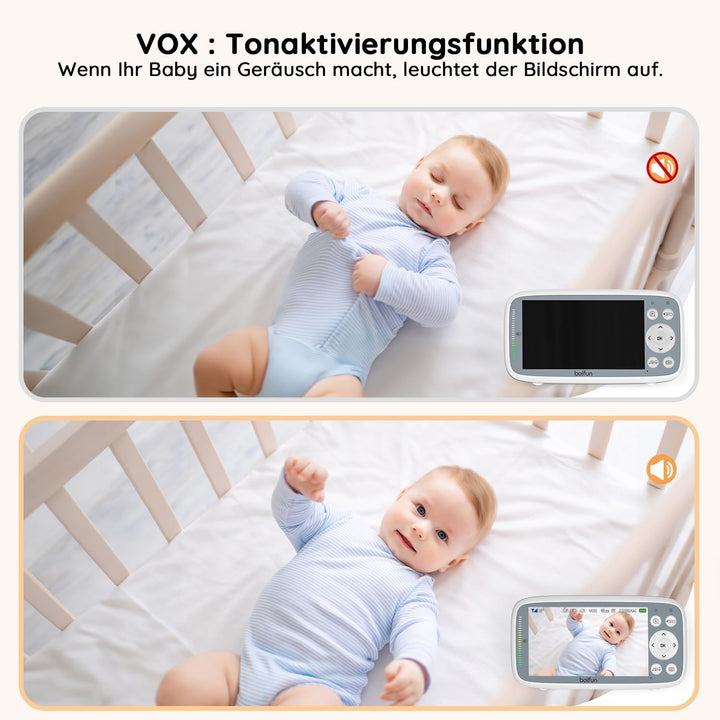 BOIFUN Babyphone mit 2 Kameras, VOX Nachtsicht Babyfon, Temperaturüberwachung, Gegensprechfunktion V