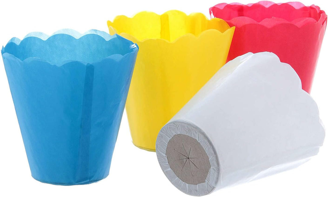 Holyart Windschutzbecher aus Papier (100 Stück), für Kerzen bis 25 mm Ø, Gelb, Gelb