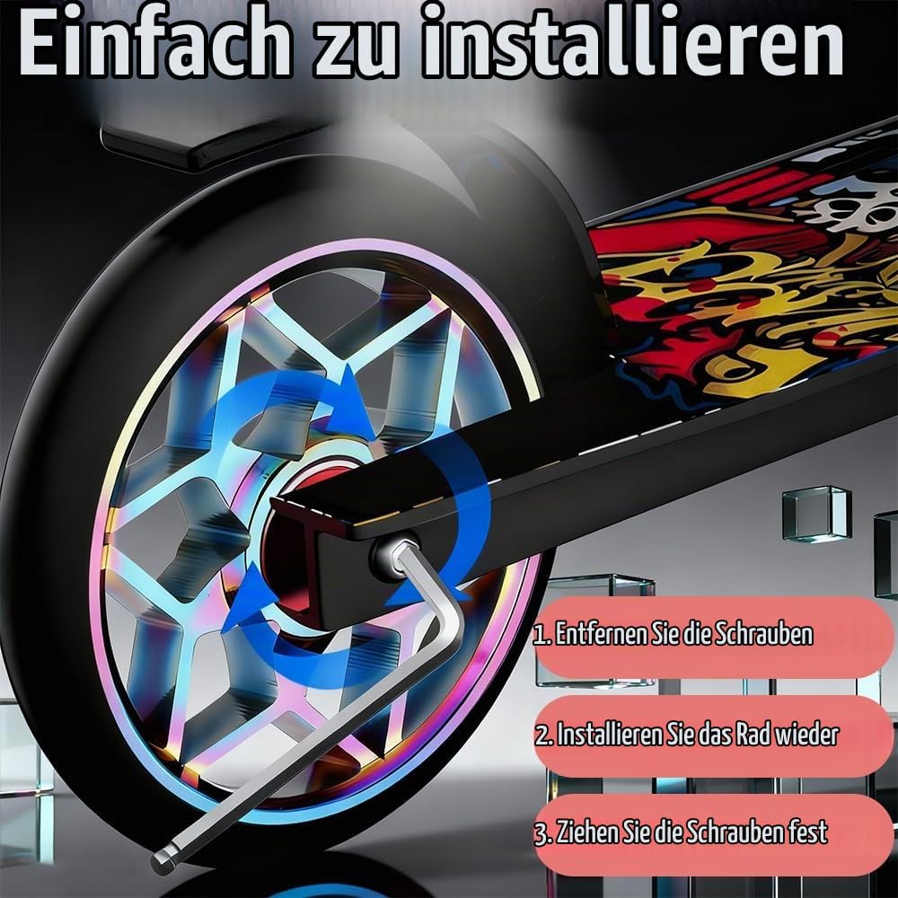 Stunt Scooter Rollen, 2 Stück Ersatzräder für Scooter, 110mm Stunt ScooterReifen mit ABEC, Aluminium