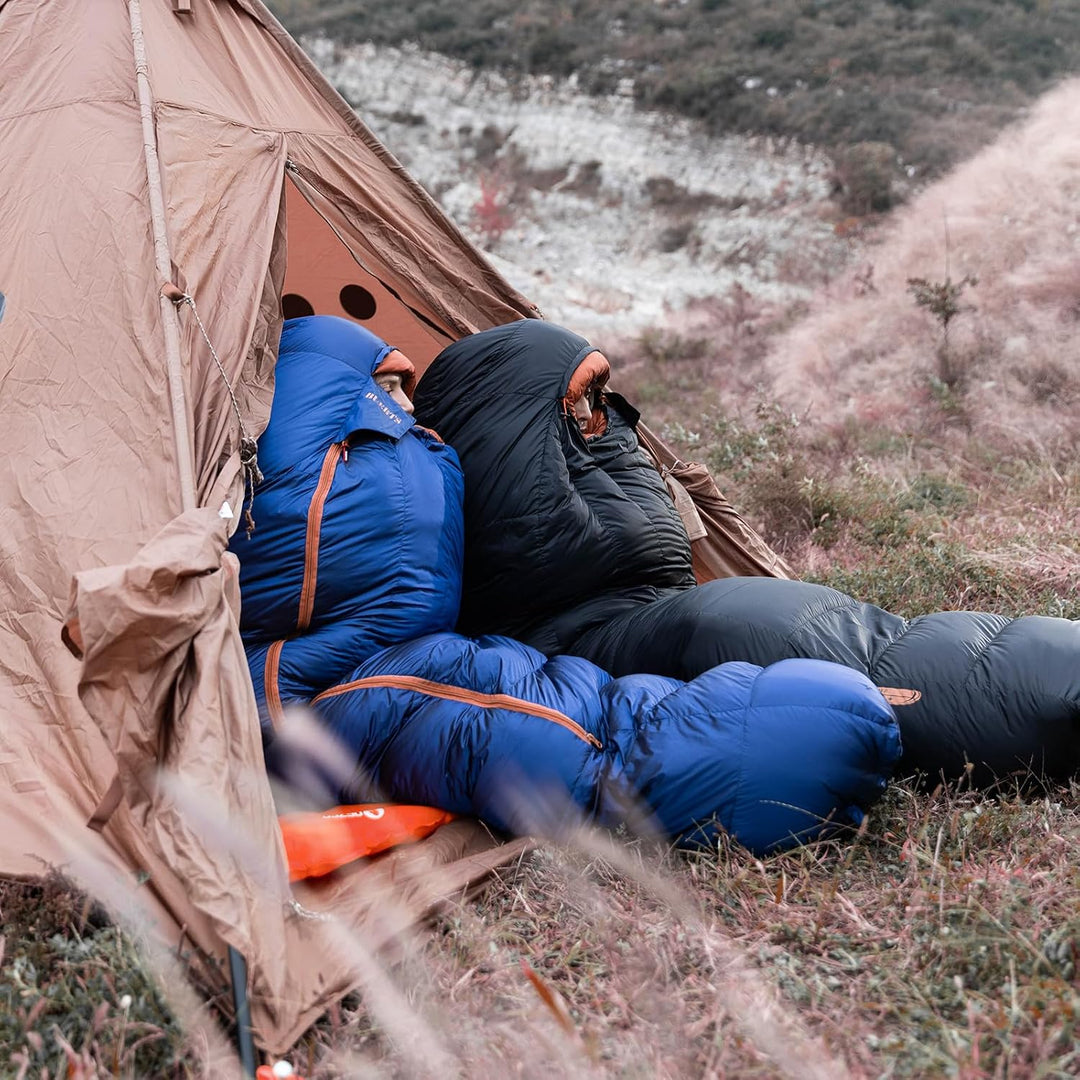 Winter-Daunenschlafsack, für 0 bis -24°C kaltes Wetter. Ultraleichter Mumien-Schlafsack, für Erwachs
