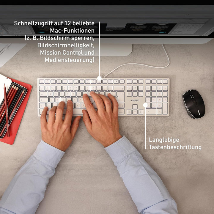 CHERRY KC 6000 Slim for MAC, Kabelgebundene Mac-Tastatur (USB-A Anschluss), Französisches Layout (AZ