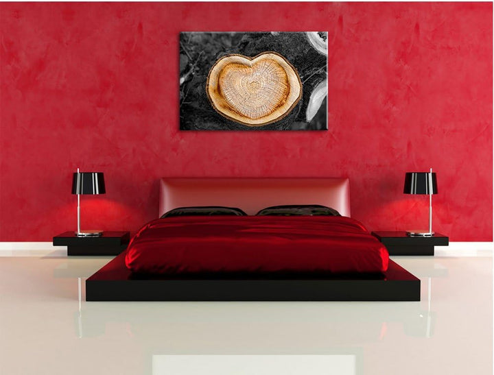 Pixxprint Jahresringe am Baumstamm / 100x70cm Leinwandbild bespannt auf Holzrahmen/Wandbild Kunstdru