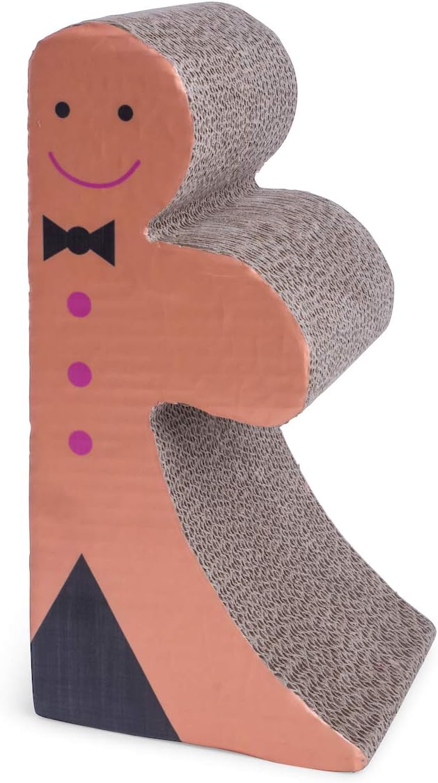 Petface Lebkuchenmann Kratzbaum aus Karton, braun, 1 Stück Lebkuchenkratzer aus Karton, Lebkuchenkra