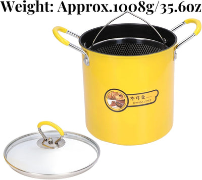 Topyond 3 L Frittiertopf Friteuse aus Edelstahl, Mini Fritteuse Mit Öl, Tiefe Ölfritteuse Im Japanis