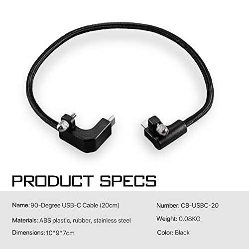 Tilta Kabel für BMPCC 4K, 90 Grad, 20 cm, Schwarz CB-USBC-20