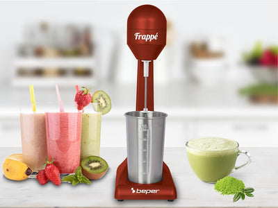 Beper - Elektrischer Standmixer für Milchshakes, Frappés, Smoothies und Cocktails, 2-Gänge, Aluminiu