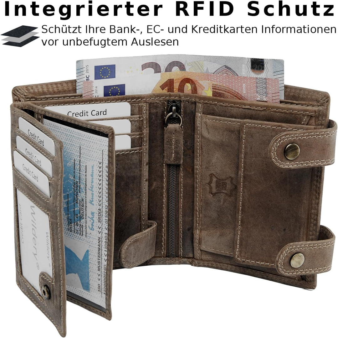 Wildery® RFID Biker Geldbörse mit Kette I Geldbeutel mit Kette Männer I Portemonnaie mit Sicherheits