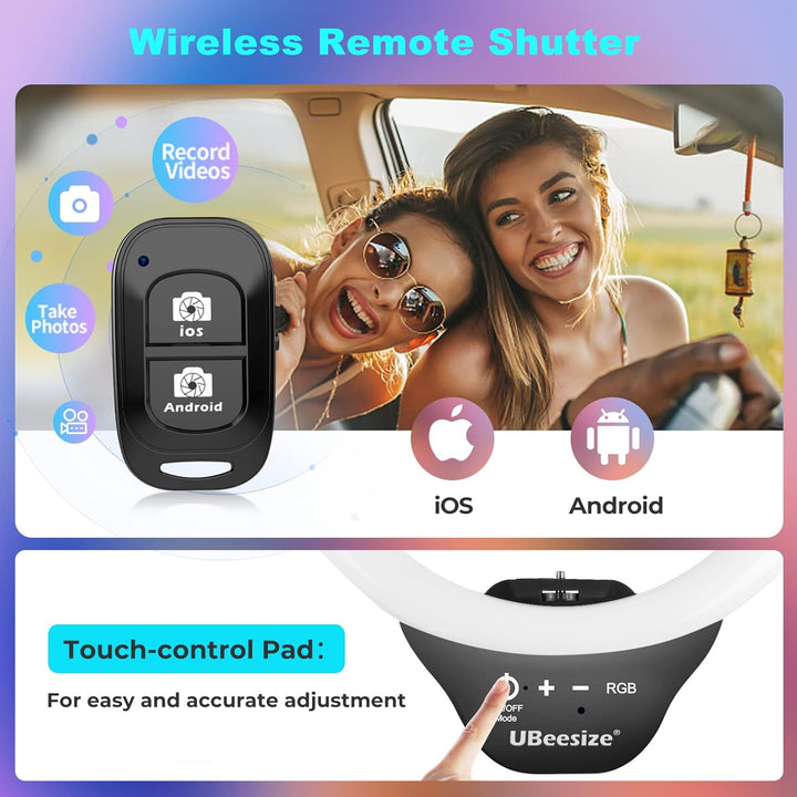 UBeesize 12 Zoll RGB Ringlicht Stativ mit Fernauslöser - Dimmbares Selfie Ringlicht für Selfie, Live