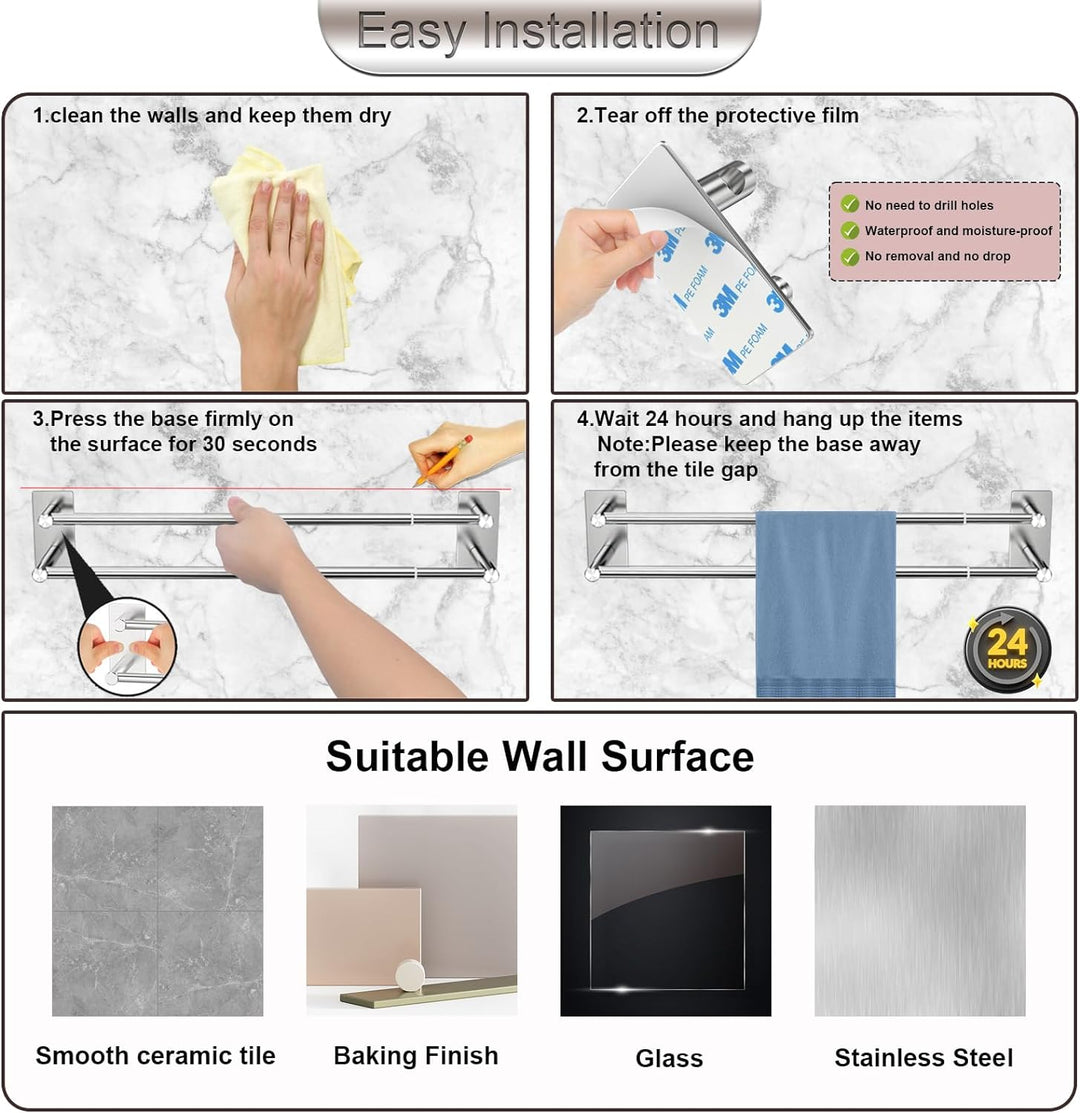 Raoot Handtuchhalter ohne Bohren erforderlich Badezimmer-Handtuchstange 40-74 cm einziehbare Selbstk