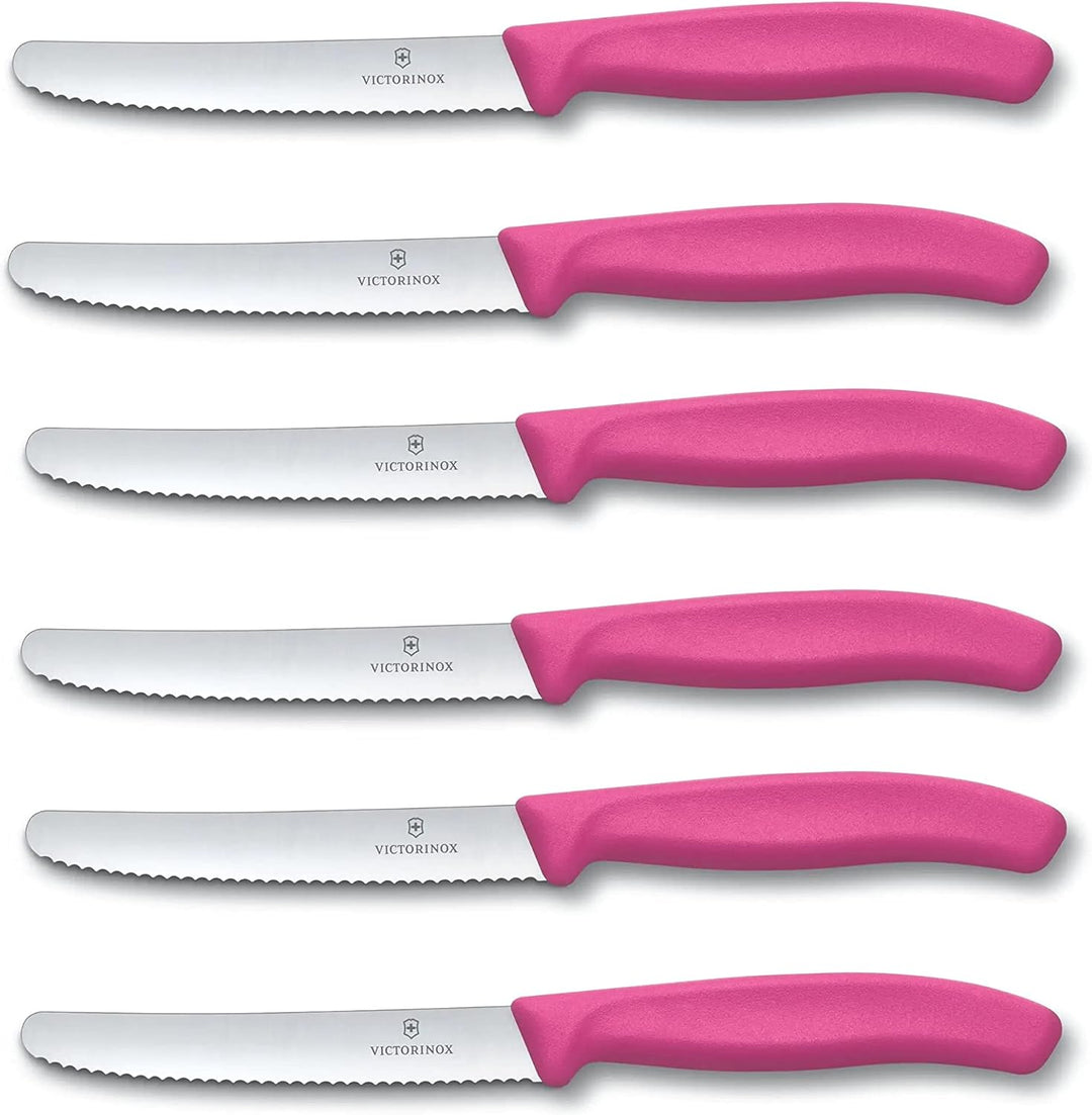 Victorinox 6 Stück Tafelmesser - Tomatenmesser Swiss Classic mit Wellenschliff rostfrei - Swiss Made