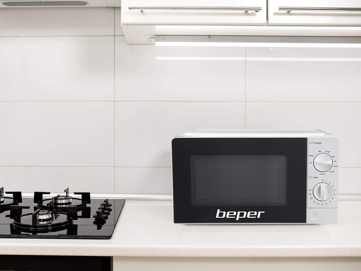 BEPER P101FOR001 Mikrowelle 20 l mit Grill, 700 Watt, einstellbarer Timer, 5 Leistungsstufen, 3 Koch
