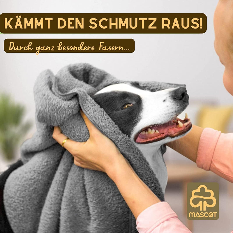 MASCOT (2er Pack) Hundehandtuch XXL extra saugfähig - Fellpflege Hunde Handtuch mit innovativen Schm