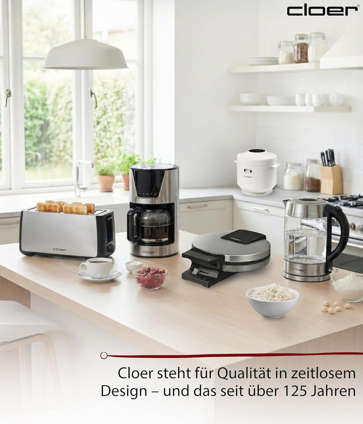 Cloer 6831 Reiskocher mit 1 l Fassungsvermögen, inkl. Dampfaufsatz & spülmaschinengeeignetem Innento