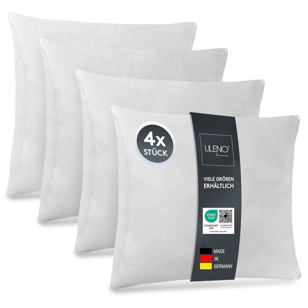 LILENO HOME 4er Set Kissenfüllung 30x30 cm - 40°C waschbares Innenkissen geeignet für Allergiker - P