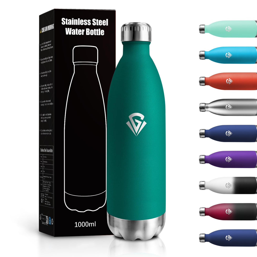 Thermosflasche1L, Trinkflasche Kohlensäure Geeignet, Thermosflasche Auslaufsicher, Isolierflasche BP