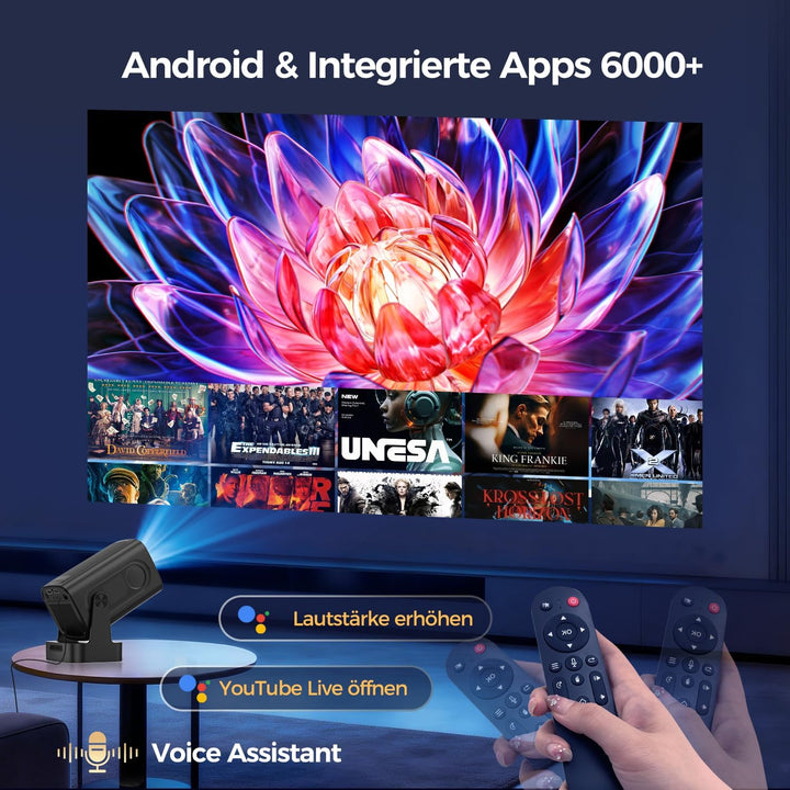 Alwtniet HY310 Mini Beamer 4K Unterstützt, 1080P Mini Projektor mit Autofokus &amp; Automatische Trapezk