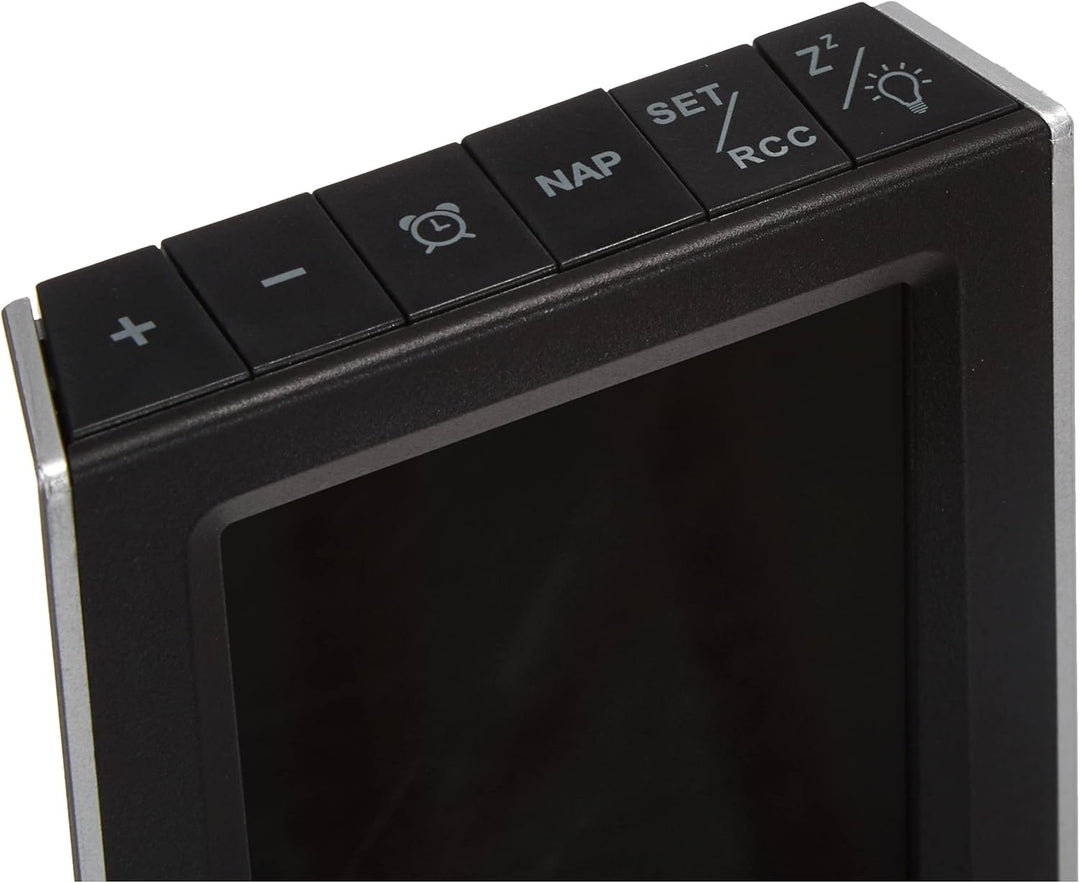 TFA Dostmann Charge-IT digitaler Funk-Wecker, 60.2537.01, mit USB-Ladefunktion, Raumklima, mit Kurzs