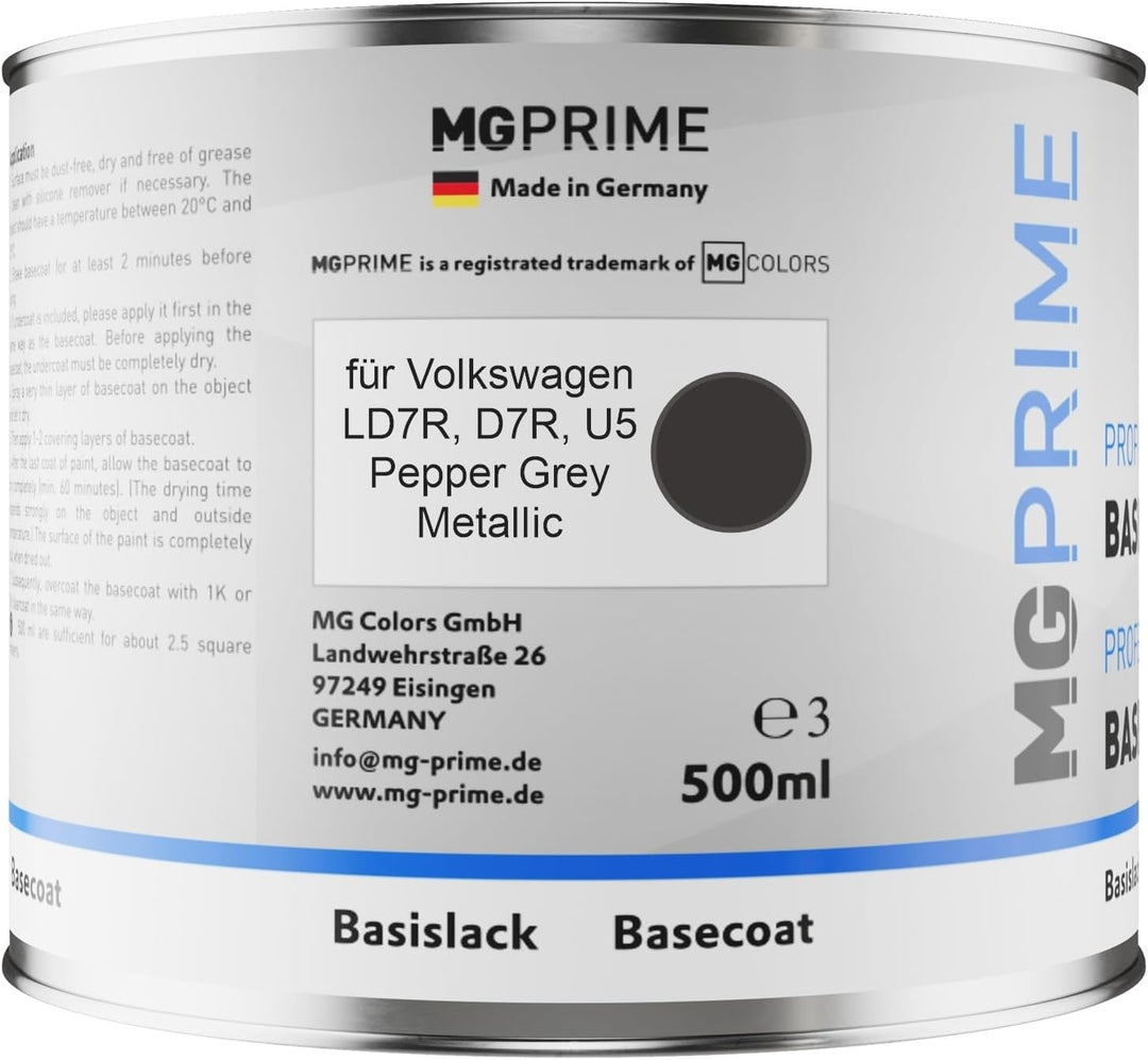 MG PRIME Autolack Set Dose spritzfertig für Volkswagen VW LD7R / D7R / U5 Pepper Grey Metallic Basis