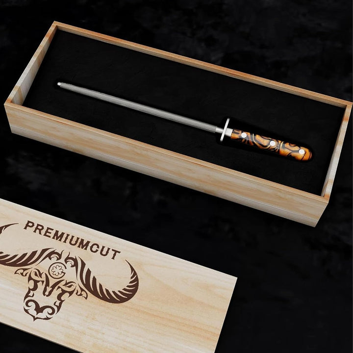 Giesser seit 1776 - Made in Germany - Wetzstahl 25 cm Spicy Orange, PremiumCut Steel No 1, Messersch