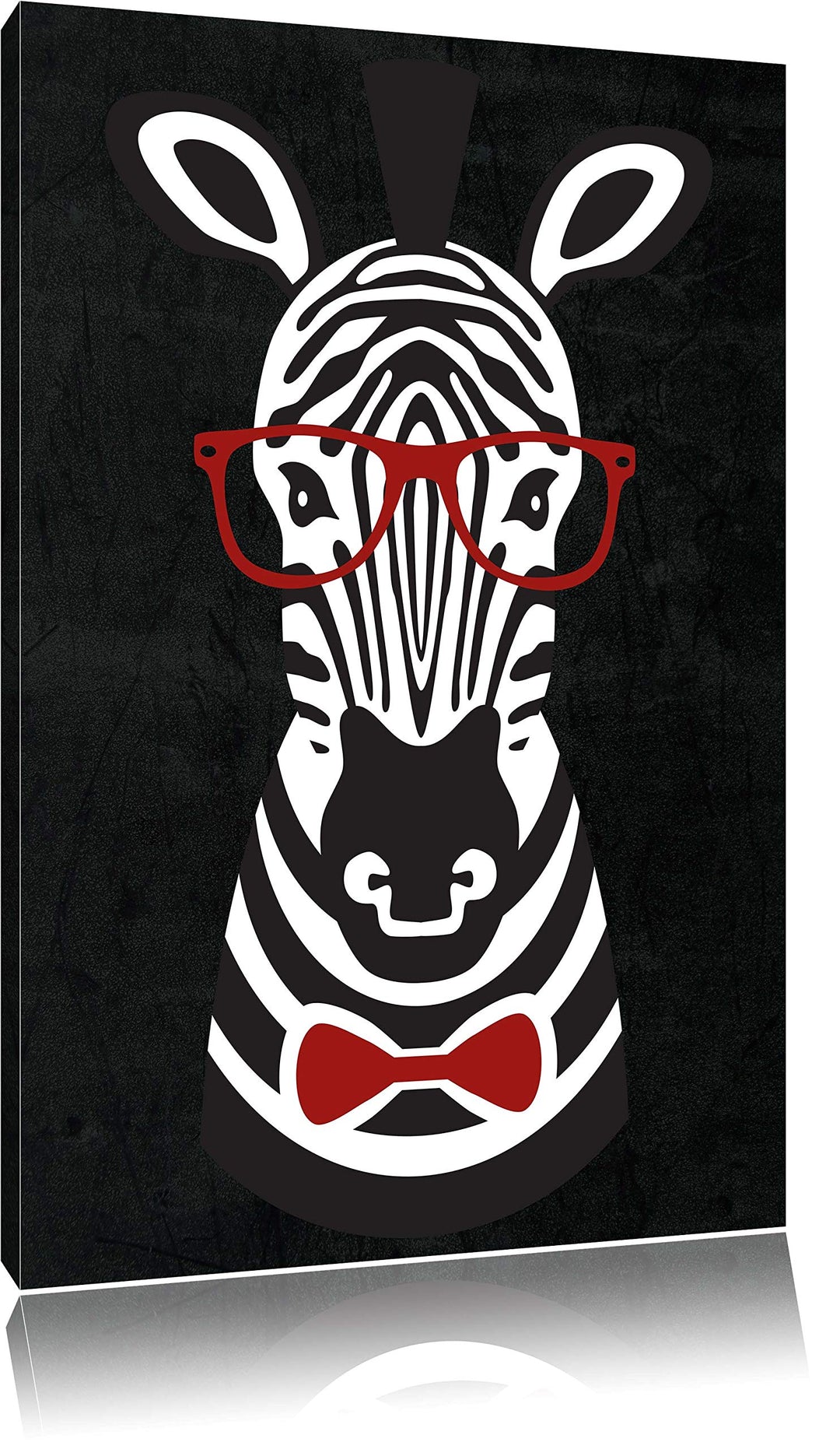 Pixxprint Hipster Zebra schwarz, Format: 70x100 auf hochkantiges Leinwandbild, 70x100