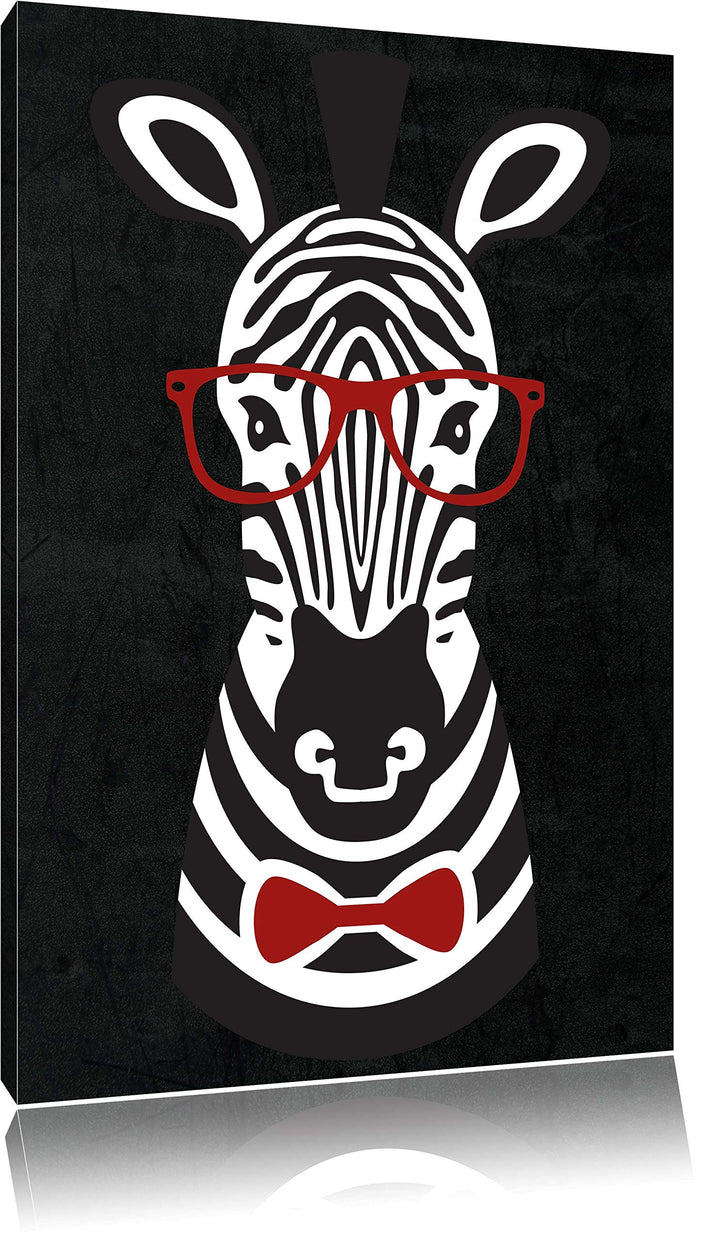 Pixxprint Hipster Zebra schwarz, Format: 70x100 auf hochkantiges Leinwandbild, 70x100