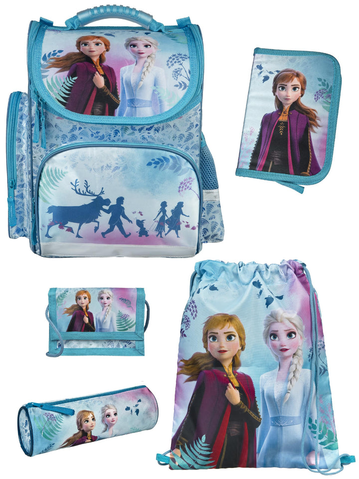 Familando - Schulranzen Set CLOU - 5-teilig mit Federmappe - Disney Eiskönigin (Frozen) - Ergonomisc