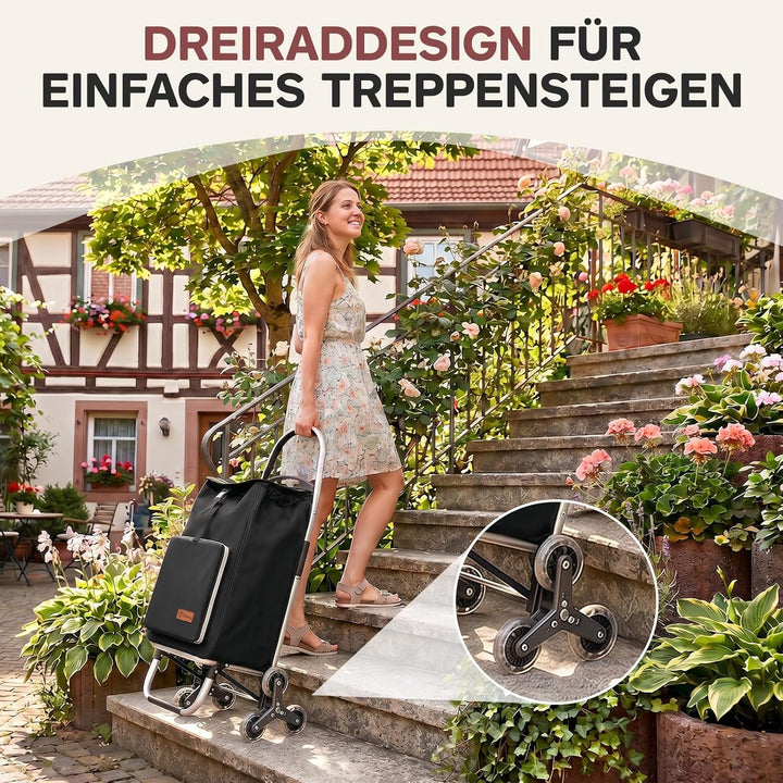 Sekey Einkaufstrolley Treppensteiger klappbar, XXL Einkaufstasche mit Kühlfach, Aluminiumrahmen, 3+3