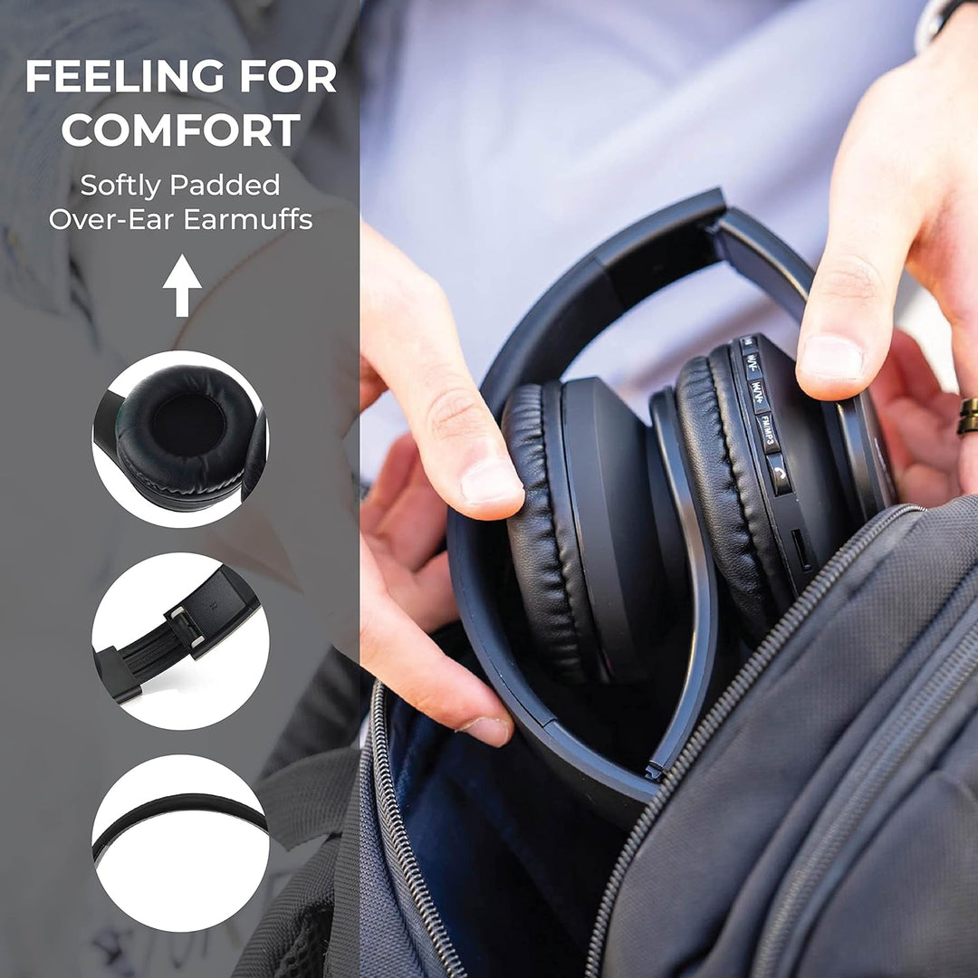 PowerLocus Bluetooth Kopfhörer Over Ear, Kabellose Kopfhörer, HiFi Stereo, Faltbare Kopfhörer mit Mi