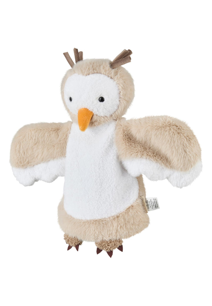 Sterntaler Handpuppe Eule aus weichem Flausch, Kinder- und Babyspielzeug, Kopf wattiert mit Polyeste