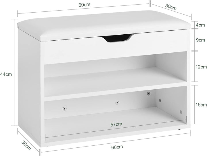 SoBuy® FSR25-W Schuhbank mit Sitzfläche Sitzbank Schuhregal Schuhschrank, Schuhtruhe weiss BHT ca.: