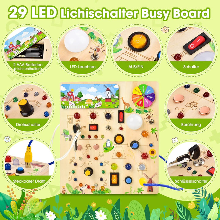 Fwiull Montessori Spielzeug ab 1 Jahr,Baby Montessori Busy Board,Activity Board Montessori ab 2 Jahr